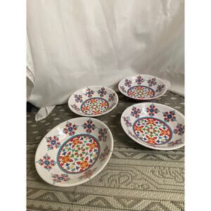 Set of 4 100% Melamine Dinnerware Soup Salad Bowls multicolor pattern VGUC